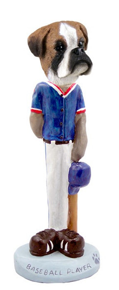Boxer (Uncropped Ears) Baseball Doogie Collectible Dog Figurine