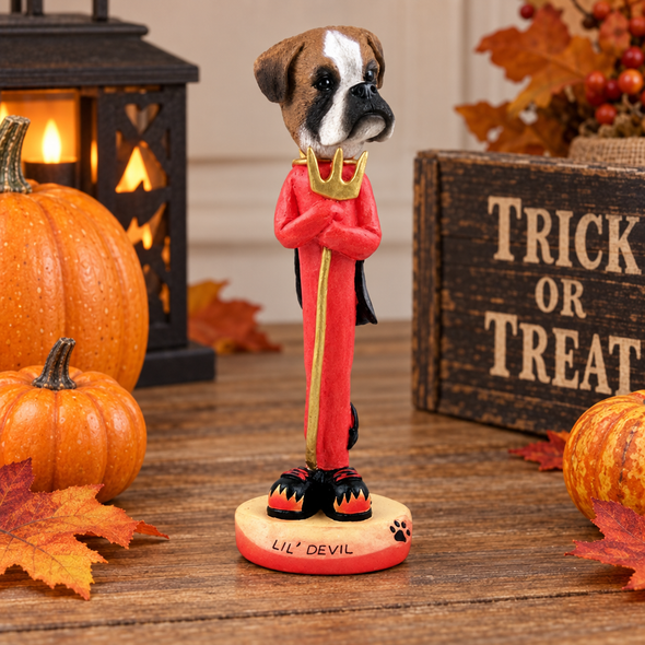 Boxer (Uncropped Ears) Lil Devil Doogie Collectible Dog Figurine