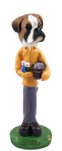 Boxer (Uncropped Ears) Las Vegas Doogie Collectible Dog Figurine