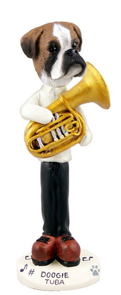 Boxer (Uncropped Ears) Tuba Doogie Collectible Dog Figurine