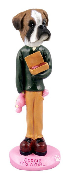 Boxer (Uncropped Ears) It's a Girl Doogie Collectible Dog Figurine