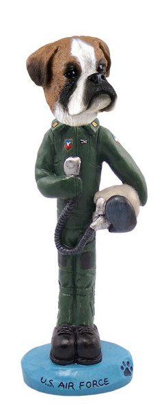 Boxer (Uncropped Ears) U S Air Force Doogie Collectible Dog Figurine