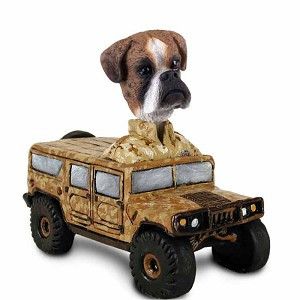 Brindle Boxer Uncropped Ears Hummer Doogie Collectible Dog Figurine