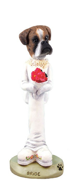 Brindle Boxer Uncropped Ears Bride Doogie Collectible Dog Figurine