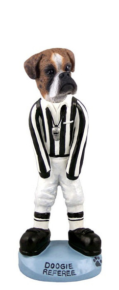 Brindle Boxer Uncropped Ears Referee Doogie Collectible Dog Figurine