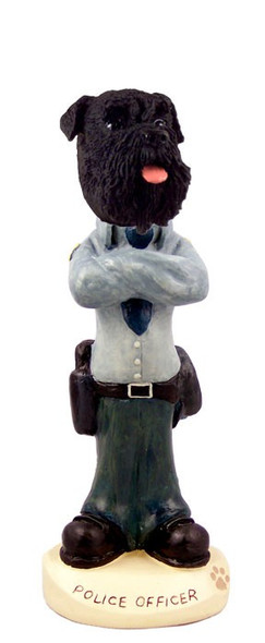 Black Schnauzer Uncropped Ears Police Doogie Collectible Dog Figurine