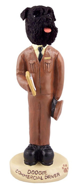 Black Schnauzer Uncropped Ears Commercial Driver Doogie Collectible Dog Figurine