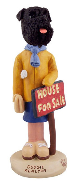 Black Schnauzer Uncropped Ears Female Realtor Doogie Collectible Dog Figurine