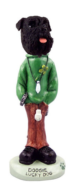 Black Schnauzer Uncropped Ears Lucky Doogie Collectible Dog Figurine