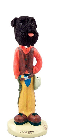 Black Schnauzer Uncropped Ears Cowboy Doogie Collectible Dog Figurine