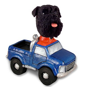 Black Schnauzer Uncropped Ears Pickup Doogie Collectible Dog Figurine