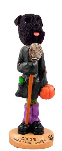 Black Schnauzer Uncropped Ears Happy Halloween Doogie Collectible Dog Figurine