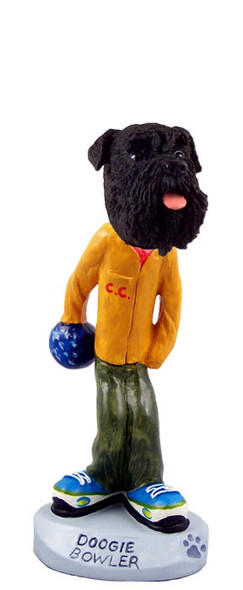 Black Schnauzer Uncropped Ears Bowler Doogie Collectible Dog Figurine