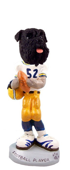 Black Schnauzer Uncropped Ears Football Player Doogie Collectible Dog Figurine