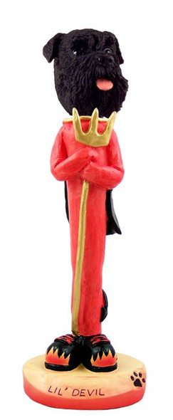 Black Schnauzer Uncropped Ears Lil Devil Doogie Collectible Dog Figurine