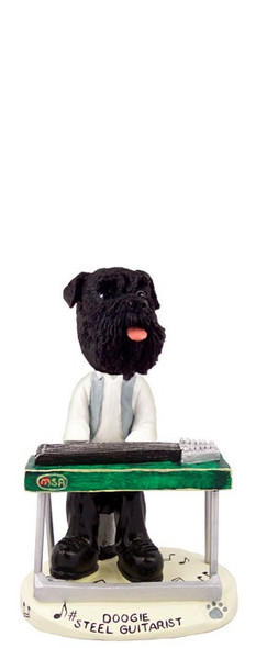 Black Schnauzer Uncropped Ears Steel Guitarist Doogie Collectible Dog Figurine