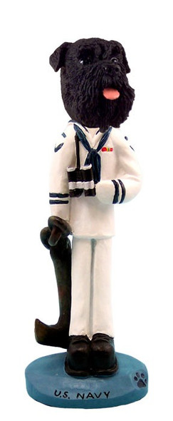 Black Schnauzer Uncropped Ears U S Navy Doogie Collectible Dog Figurine
