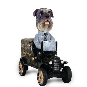 Gray Schnauzer Uncropped Ears Paddy Wagon Doogie Collectible Dog Figurine