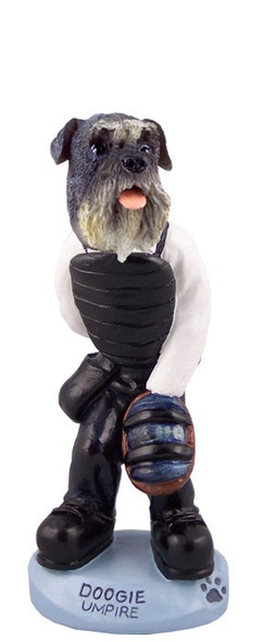 Gray Schnauzer Uncropped Ears Umpire Doogie Collectible Dog Figurine