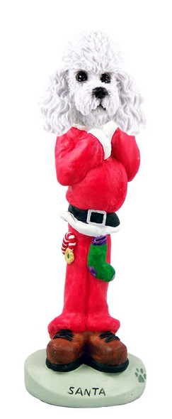 White Poodle with Sport Cut Santa Doogie Collectible Dog Figurine