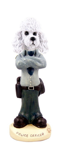 White Poodle with Sport Cut Police Doogie Collectible Dog Figurine