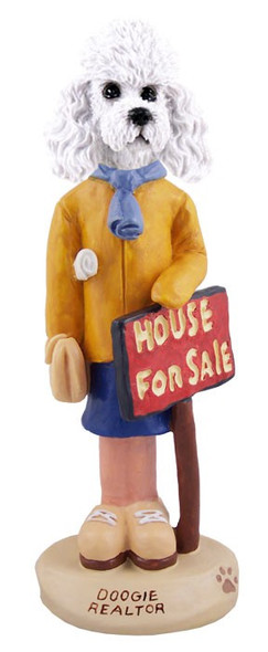 White Poodle with Sport Cut Female Realtor Doogie Collectible Dog Figurine