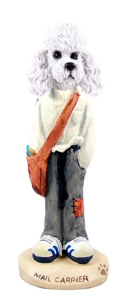 White Poodle with Sport Cut Mail Carrier Doogie Collectible Dog Figurine