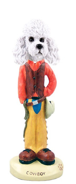 White Poodle with Sport Cut Cowboy Doogie Collectible Dog Figurine