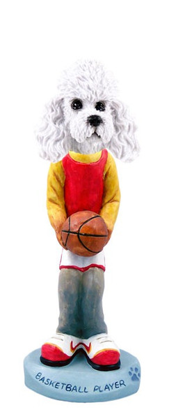 White Poodle with Sport Cut Basketball Doogie Collectible Dog Figurine