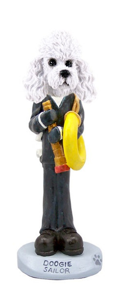 White Poodle with Sport Cut Sailor Doogie Collectible Dog Figurine
