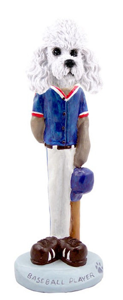 White Poodle with Sport Cut Baseball Doogie Collectible Dog Figurine