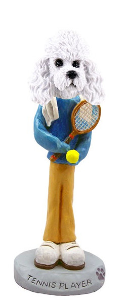 White Poodle with Sport Cut Tennis Player Doogie Collectible Dog Figurine