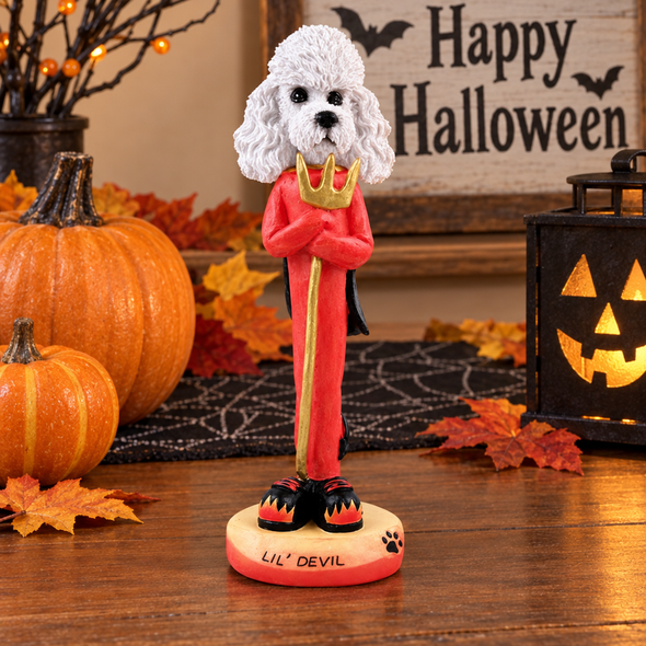 White Poodle with Sport Cut Lil Devil Doogie Collectible Dog Figurine