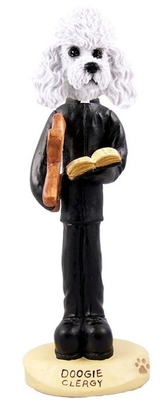 White Poodle with Sport Cut Clergy Doogie Collectible Dog Figurine