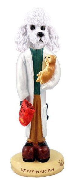 White Poodle with Sport Cut Veterinarian Doogie Collectible Dog Figurine
