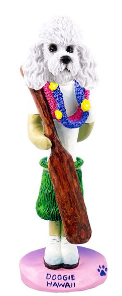 White Poodle with Sport Cut Hawaii Doogie Collectible Dog Figurine