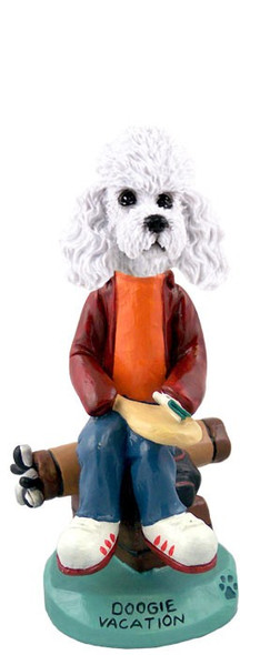 White Poodle with Sport Cut Vacation Doogie Collectible Dog Figurine