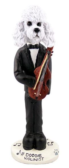 White Poodle with Sport Cut Violinist Doogie Collectible Dog Figurine