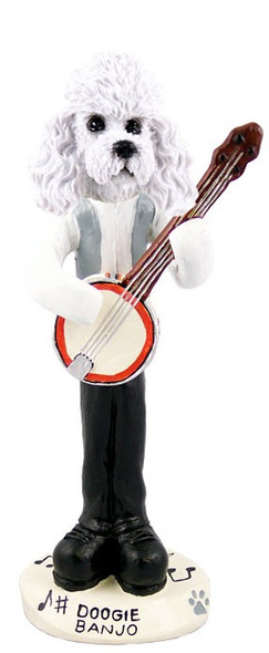White Poodle with Sport Cut Banjo Doogie Collectible Dog Figurine