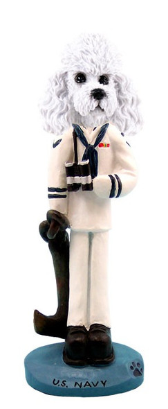 White Poodle with Sport Cut U S Navy Doogie Collectible Dog Figurine