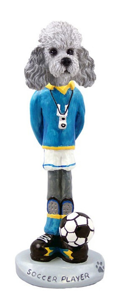 Gray Poodle with Sport Cut Soccer Doogie Collectible Dog Figurine