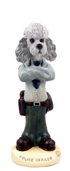 Gray Poodle with Sport Cut Police Doogie Collectible Dog Figurine