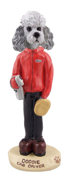 Gray Poodle with Sport Cut Cab Driver Doogie Collectible Dog Figurine