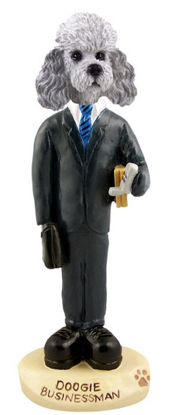 Gray Poodle with Sport Cut Businessman Doogie Collectible Dog Figurine