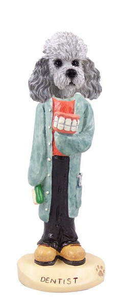 Gray Poodle with Sport Cut Dentist Doogie Collectible Dog Figurine