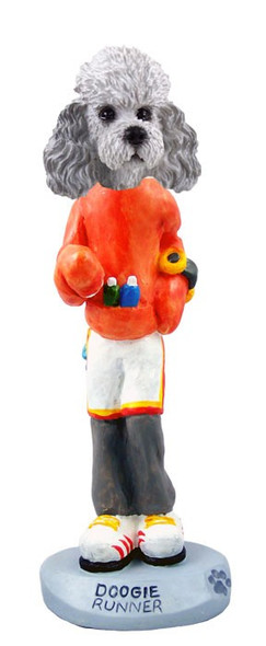Gray Poodle with Sport Cut Runner Doogie Collectible Dog Figurine