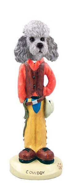 Gray Poodle with Sport Cut Cowboy Doogie Collectible Dog Figurine
