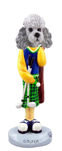 Gray Poodle with Sport Cut Golf Doogie Collectible Dog Figurine