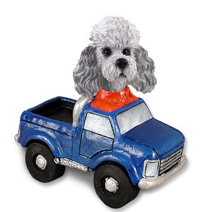 Gray Poodle with Sport Cut Pickup Doogie Collectible Dog Figurine