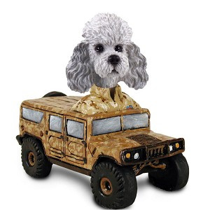 Gray Poodle with Sport Cut Hummer Doogie Collectible Dog Figurine